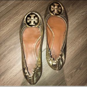 Tory Burch Reva Flat (9.5) Gold